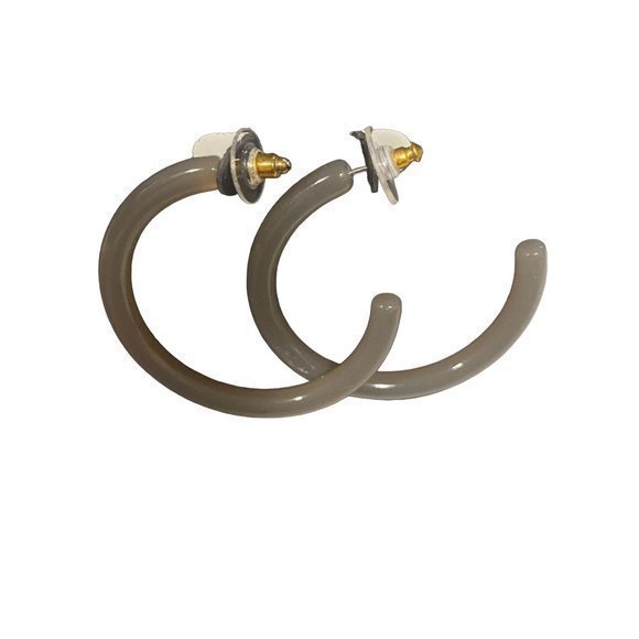 J. Crew Gray Lucite Hoop Earrings NWT - Picture 2 of 3